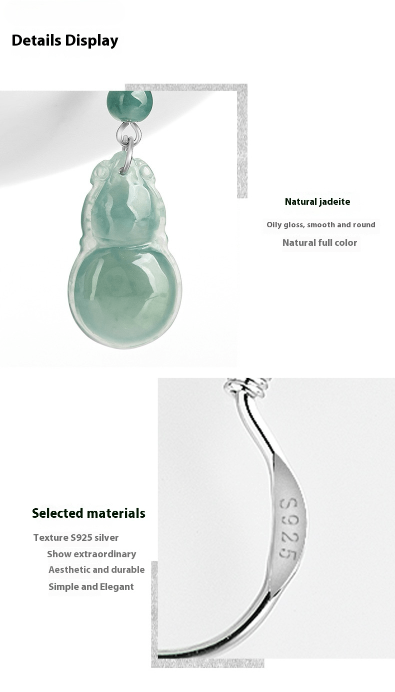 Elegant Gourd Jade Earrings S925 Silver | Natural Blue Water Jade Jewelry for Women - STAR8S