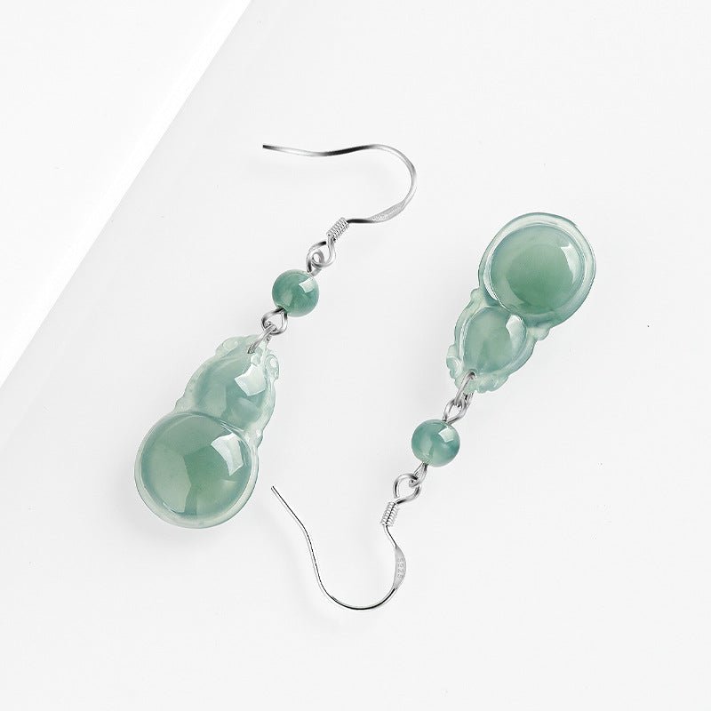 elegant gourd jade earrings s925 silver | natural blue water jade jewelry for women - star8s