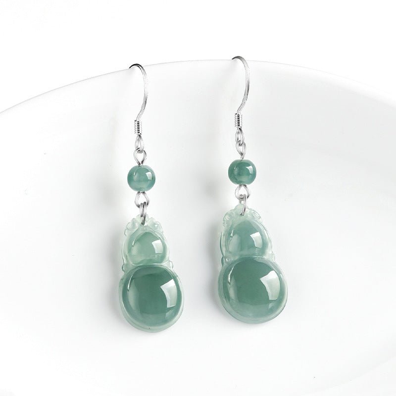 elegant gourd jade earrings s925 silver | natural blue water jade jewelry for women - star8s