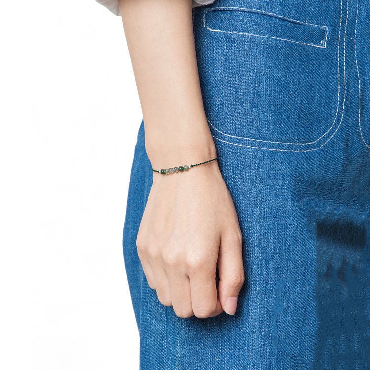 Elegant Green Agate Bracelet for Women - Handcrafted 925 Sterling Silver Bracelet, Simple & Chic Jewelry for Summer 🌿✨ - STAR8S