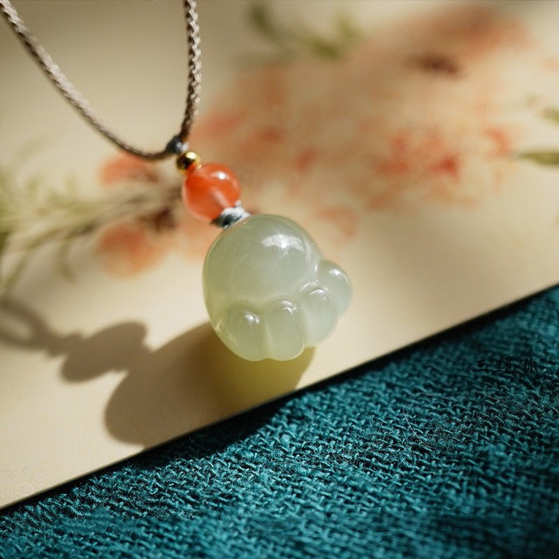 Elegant Hetian Jade Cat Paw Pendant Necklace – Handmade for a Simple, Elegant Look - STAR8S