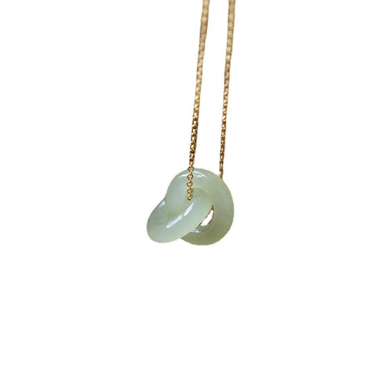 Elegant Hetian Jade Interlocking Rings Necklace – Timeless Beauty - STAR8S