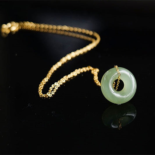 Elegant Hetian Jade Peace Hook Pendant Necklace – Protection and Serenity - STAR8S