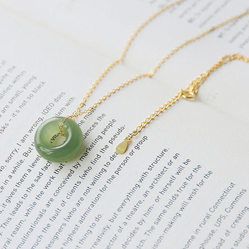 Elegant Hetian Jade Peace Hook Pendant Necklace – Protection and Serenity - STAR8S