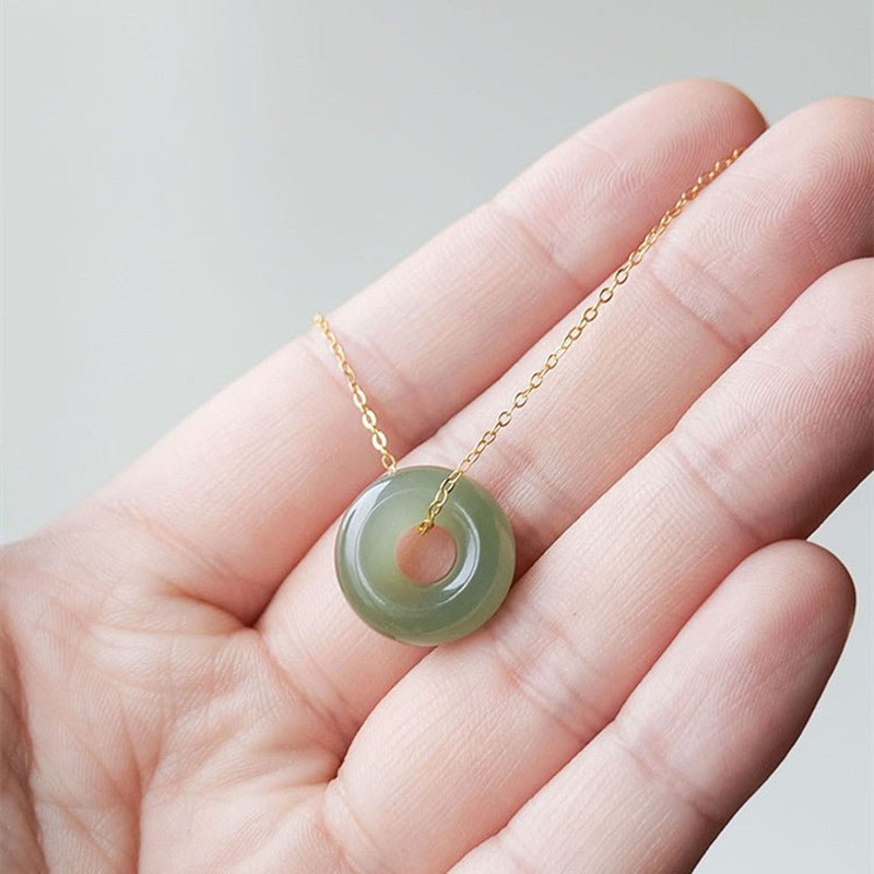 elegant hetian jade peace hook pendant necklace – protection and serenity - star8s