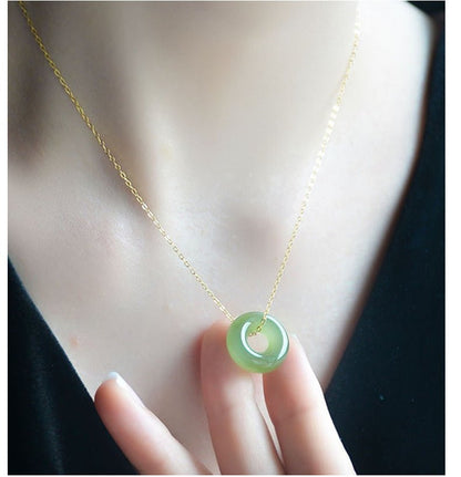 Elegant Hetian Jade Peace Hook Pendant Necklace – Protection and Serenity - STAR8S