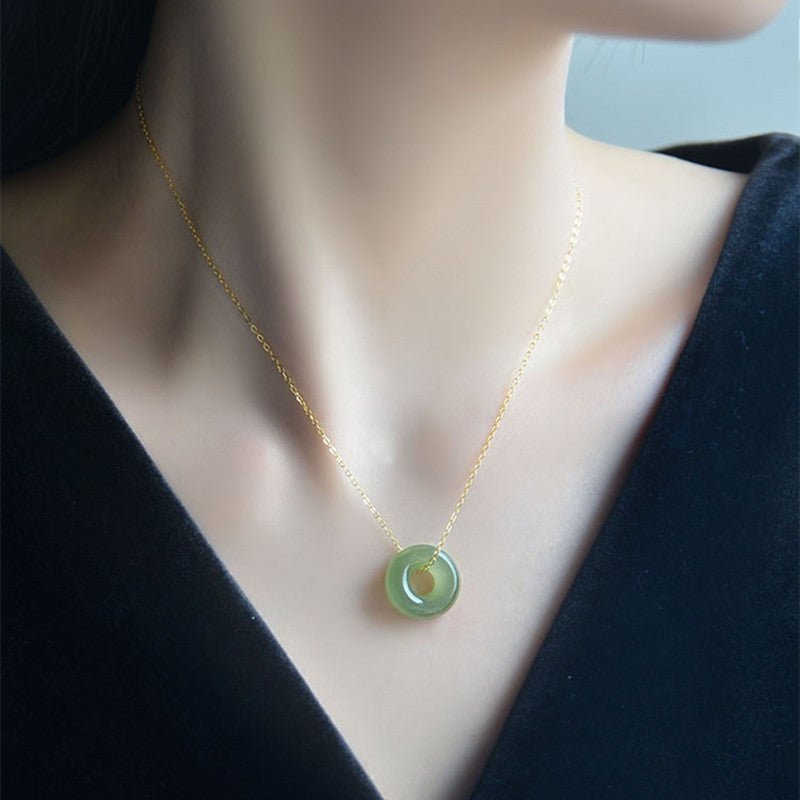 Elegant Hetian Jade Peace Hook Pendant Necklace – Protection and Serenity - STAR8S