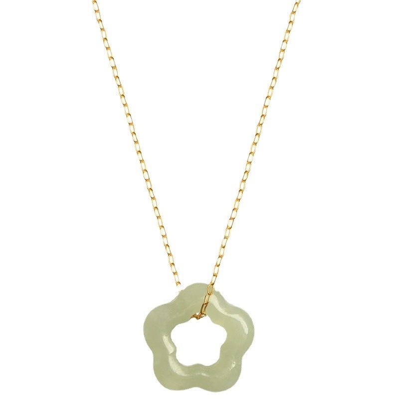 Elegant Hetian Jade Plum Blossom Necklace – Handmade Vintage Pendant for Women - STAR8S