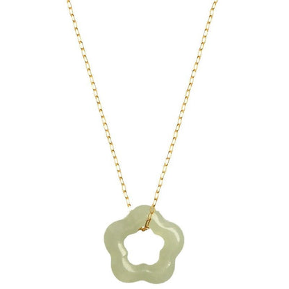 Elegant Hetian Jade Plum Blossom Necklace – Handmade Vintage Pendant for Women - STAR8S