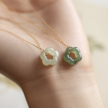 Elegant Hetian Jade Plum Blossom Necklace – Handmade Vintage Pendant for Women - STAR8S