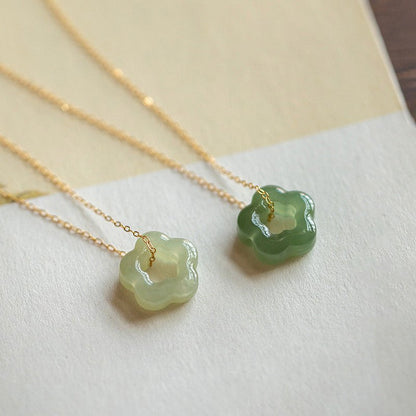 Elegant Hetian Jade Plum Blossom Necklace – Handmade Vintage Pendant for Women - STAR8S