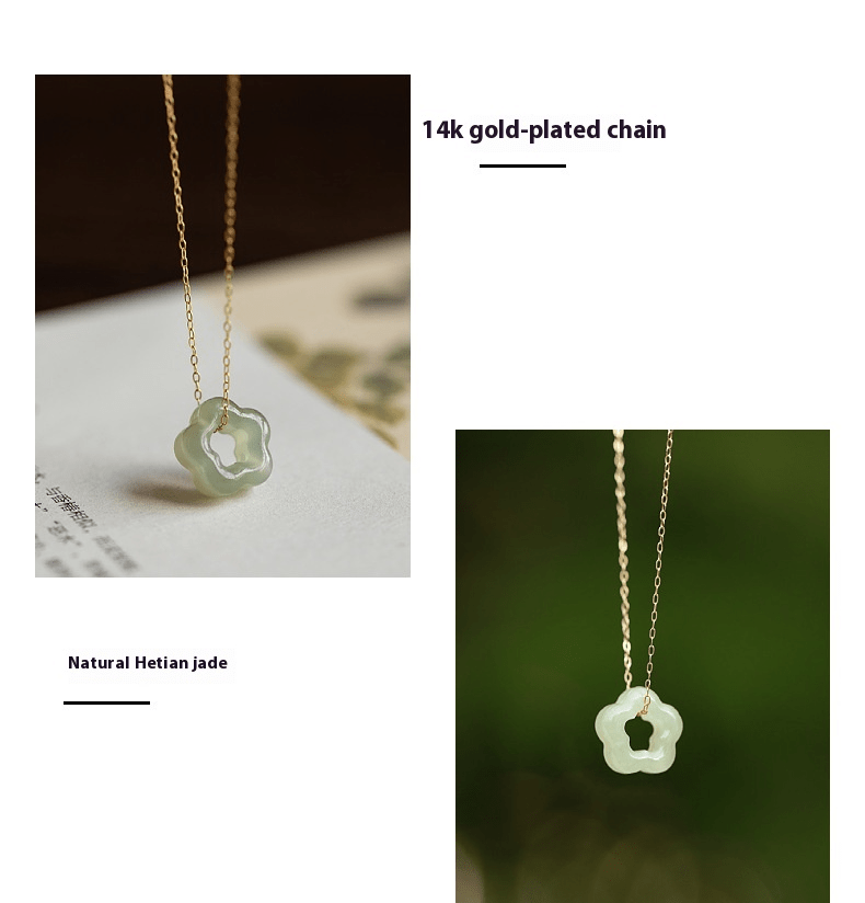 elegant hetian jade plum blossom necklace – handmade vintage pendant for women - star8s
