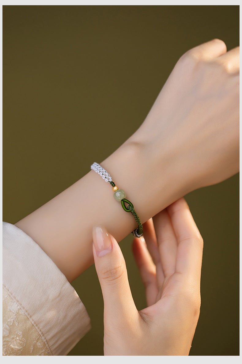 Elegant Jade Bracelet Red String: Three Lives Hetian Jewelry | STAR8S