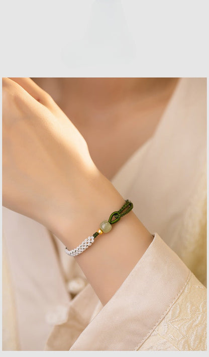 Elegant Jade Bracelet Red String: Three Lives Hetian Jewelry | STAR8S