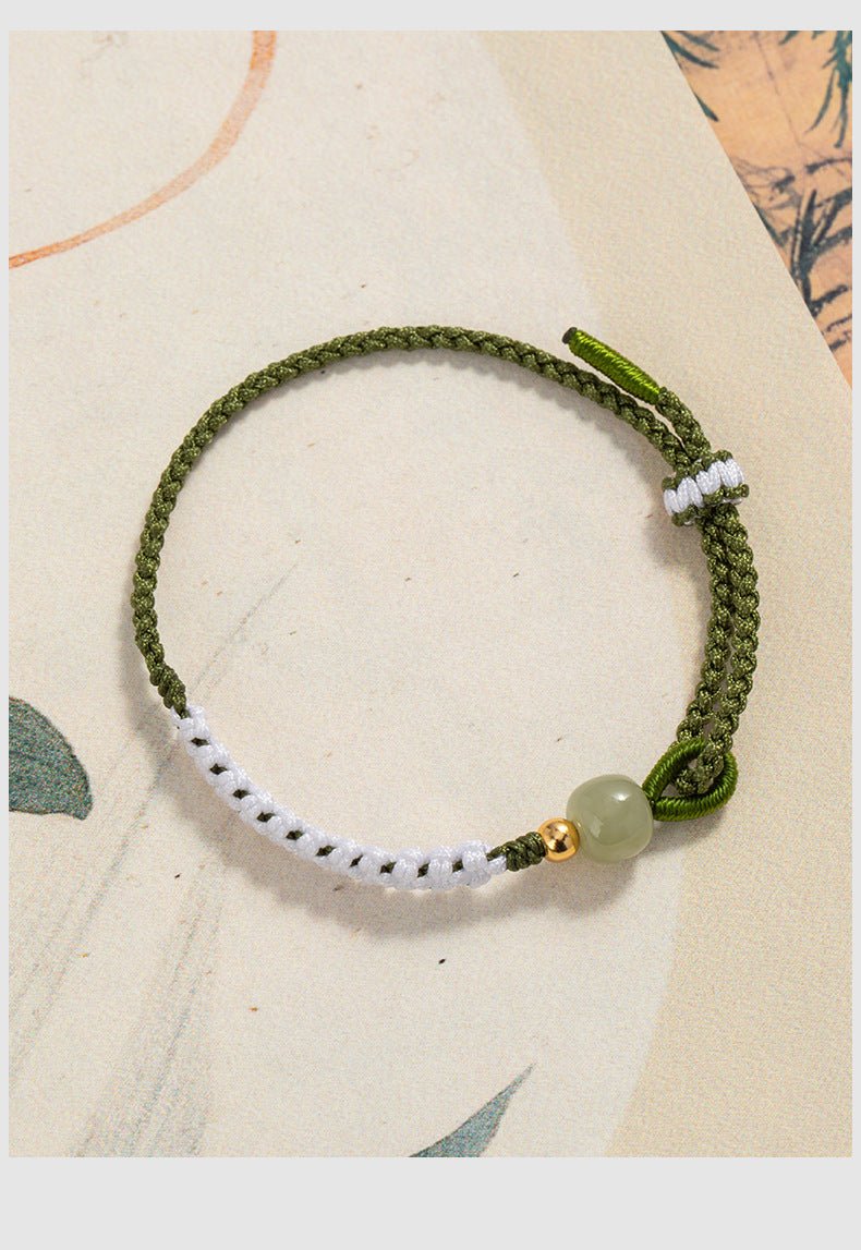 Elegant Jade Bracelet Red String: Three Lives Hetian Jewelry | STAR8S