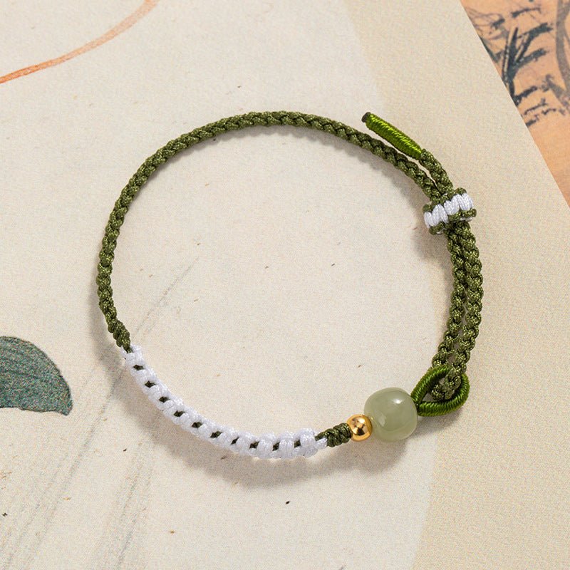 Elegant Jade Bracelet Red String: Three Lives Hetian Jewelry | STAR8S