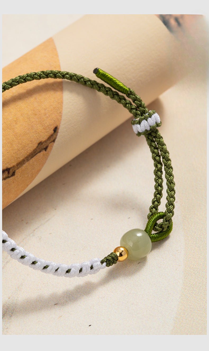 Elegant Jade Bracelet Red String: Three Lives Hetian Jewelry | STAR8S