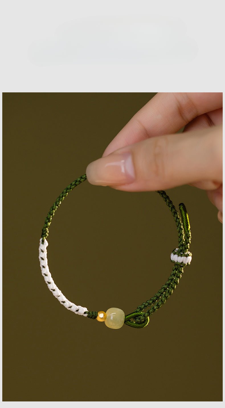 Elegant Jade Bracelet Red String: Three Lives Hetian Jewelry | STAR8S