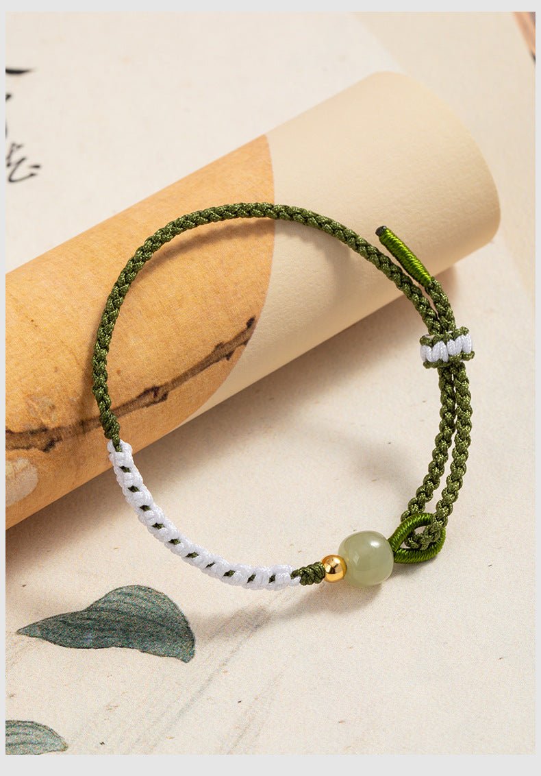 Elegant Jade Bracelet Red String: Three Lives Hetian Jewelry | STAR8S