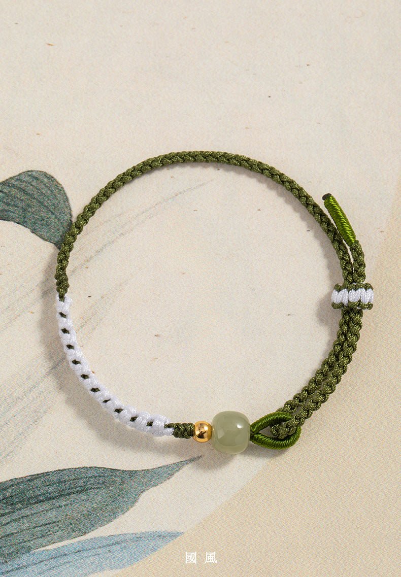 Elegant Jade Bracelet Red String: Three Lives Hetian Jewelry | STAR8S