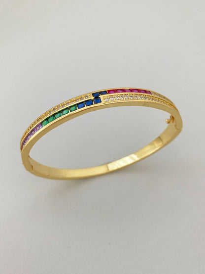 Elegant Zirconia - Plated Bracelet for Women – Fashionable 18K Gold Copper Bangle with Full Diamond - Like Stones - STAR8S