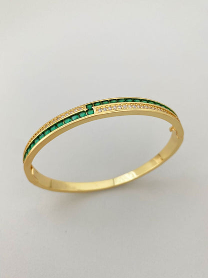 Elegant Zirconia - Plated Bracelet for Women – Fashionable 18K Gold Copper Bangle with Full Diamond - Like Stones - STAR8S