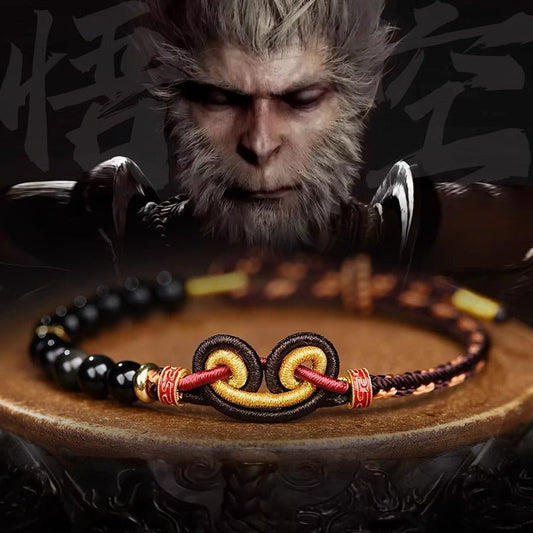 Epic & Lucky Black Agate Bracelets: Black Myth Wukong Woven String Bracelet | STAR8S