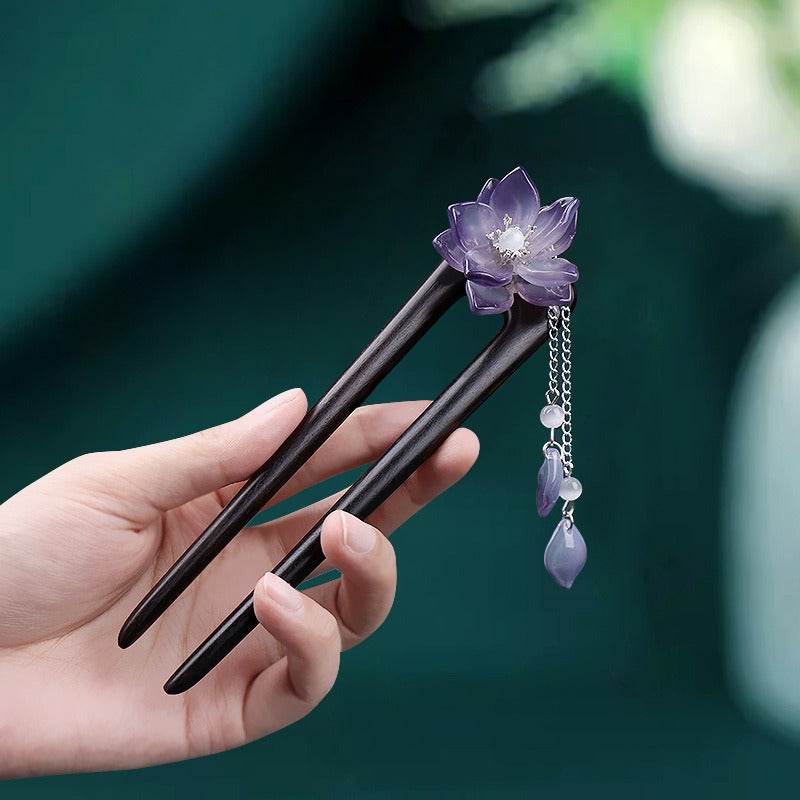 ethereal vintage lily hairpin for qipao hanfu bun premium choice - star8s