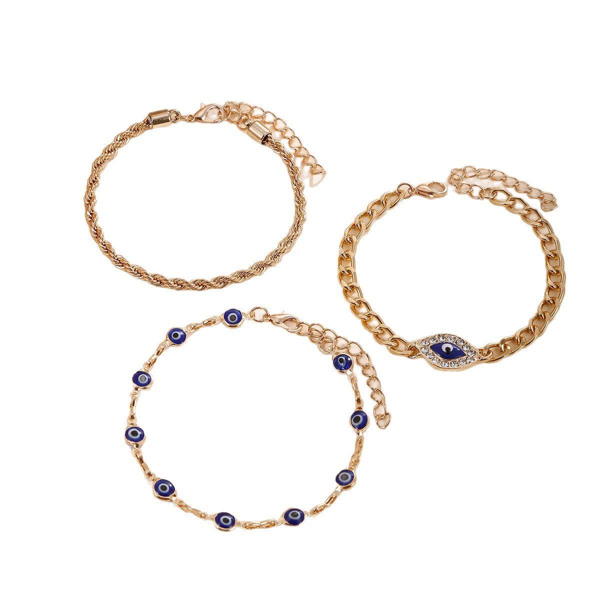 evil eyes bracelet set for women | stylish gold chain & eye charm bracelets | protection jewelry - star8s