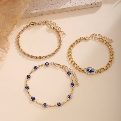 Evil Eyes Bracelet Set for Women | Stylish Gold Chain & Eye Charm Bracelets | Protection Jewelry - STAR8S