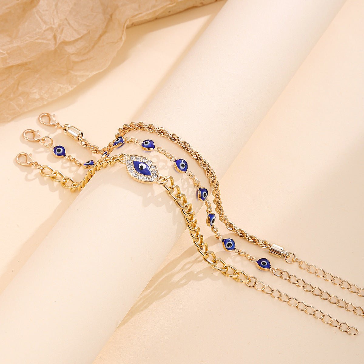 Evil Eyes Bracelet Set for Women | Stylish Gold Chain & Eye Charm Bracelets | Protection Jewelry - STAR8S