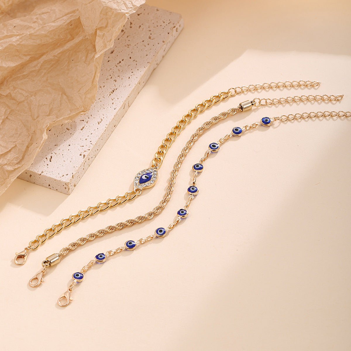 Evil Eyes Bracelet Set for Women | Stylish Gold Chain & Eye Charm Bracelets | Protection Jewelry - STAR8S