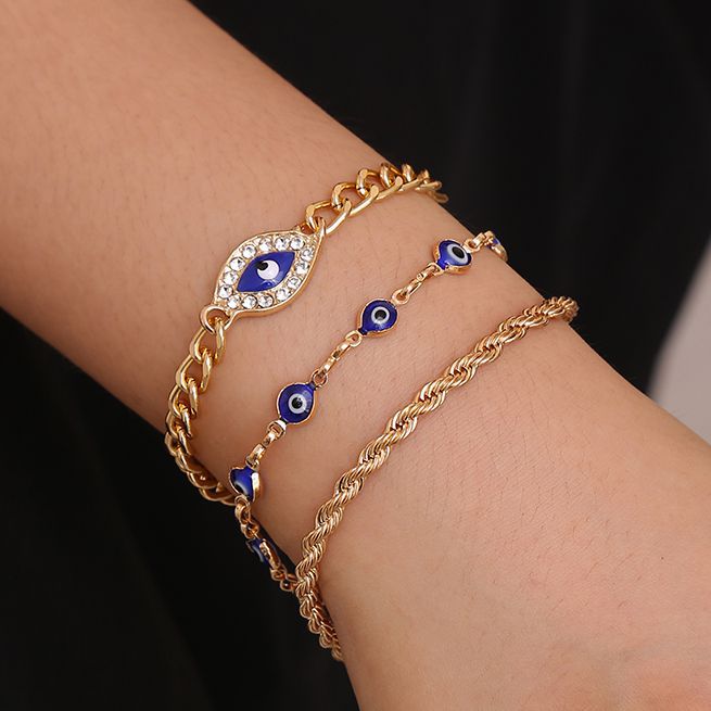 evil eyes bracelet set for women | stylish gold chain & eye charm bracelets | protection jewelry - star8s