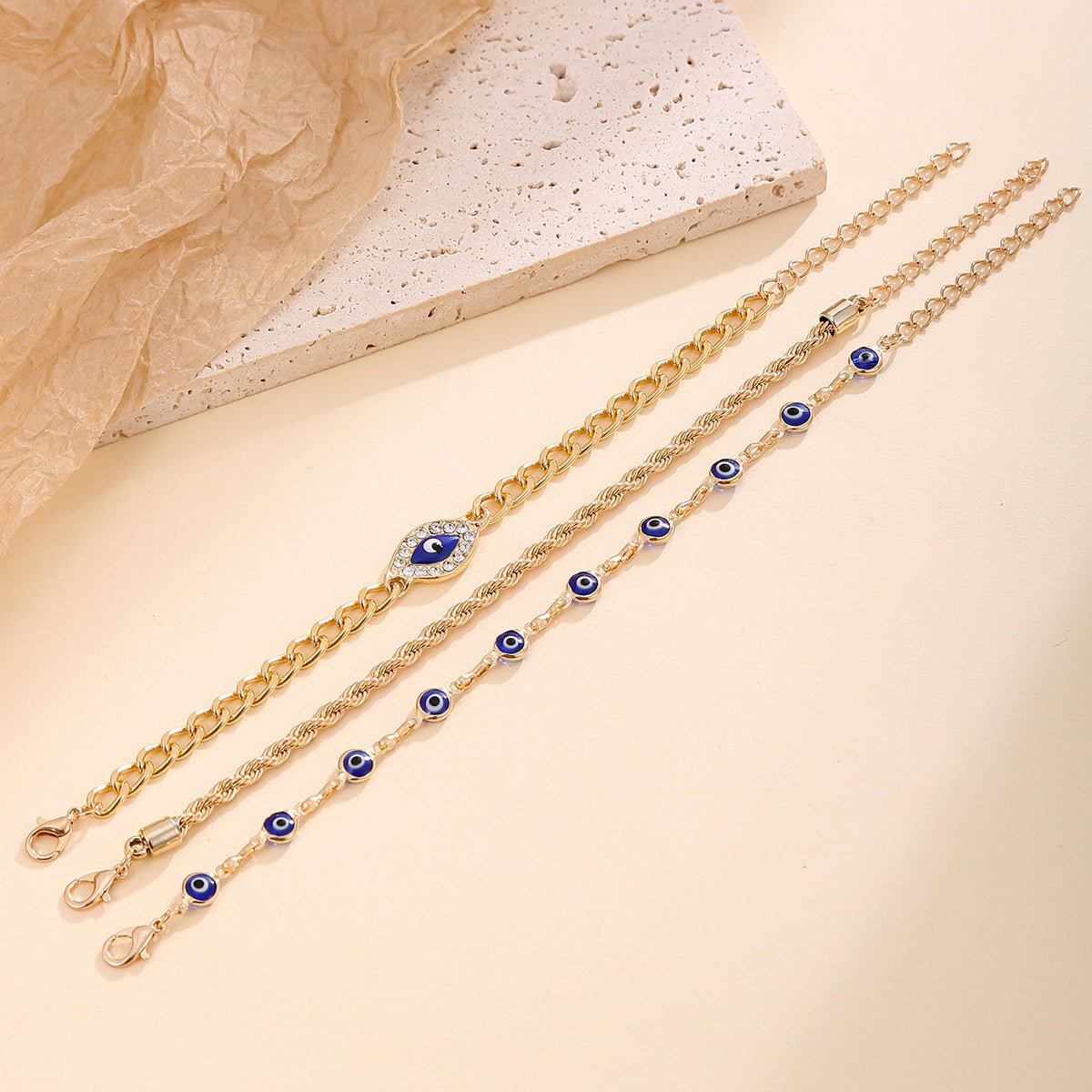 Evil Eyes Bracelet Set for Women | Stylish Gold Chain & Eye Charm Bracelets | Protection Jewelry - STAR8S