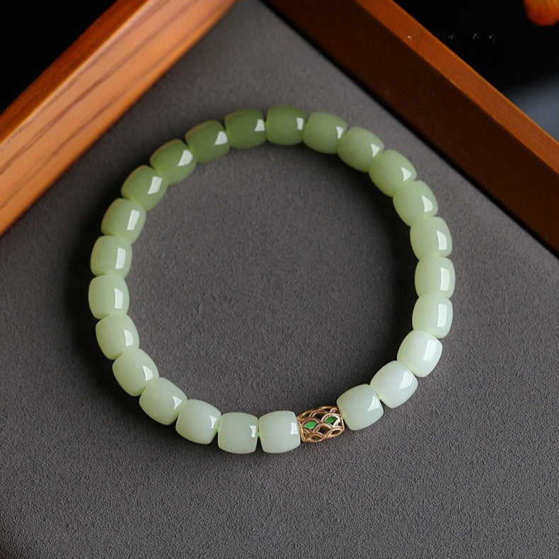 natural hetian jade beaded bracelet for women - gradual green ombre design - star8s