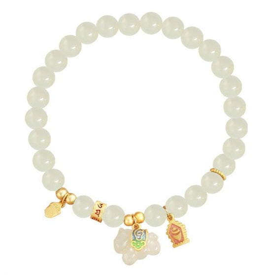 chinese zodiac horse jade bracelet – natural hetian jade beaded s925 silver women’s bracelet - star8s