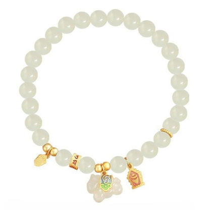 Chinese Zodiac Horse Jade Bracelet – Natural Hetian Jade Beaded S925 Silver Women’s Bracelet - STAR8S