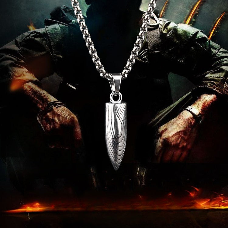 men's bullet pendant necklace titanium stainless steel box chain hip hop streetwear vintage textured spike charm pendant jewelry gift for him high school college men