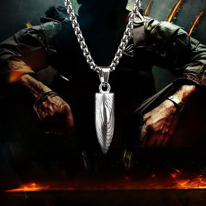 Men's Bullet Pendant Necklace Titanium Stainless Steel Box Chain Hip Hop Streetwear Vintage Textured Spike Charm Pendant Jewelry Gift for Him High School College Men