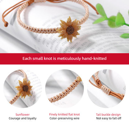 Handmade Sunflower Braided Bracelet for Women - Floral String Jewelry - STAR8S