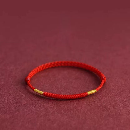 Red String Bracelet & Anklet with Gold Knot | Handmade Simple Circle for Good Luck & Safety
