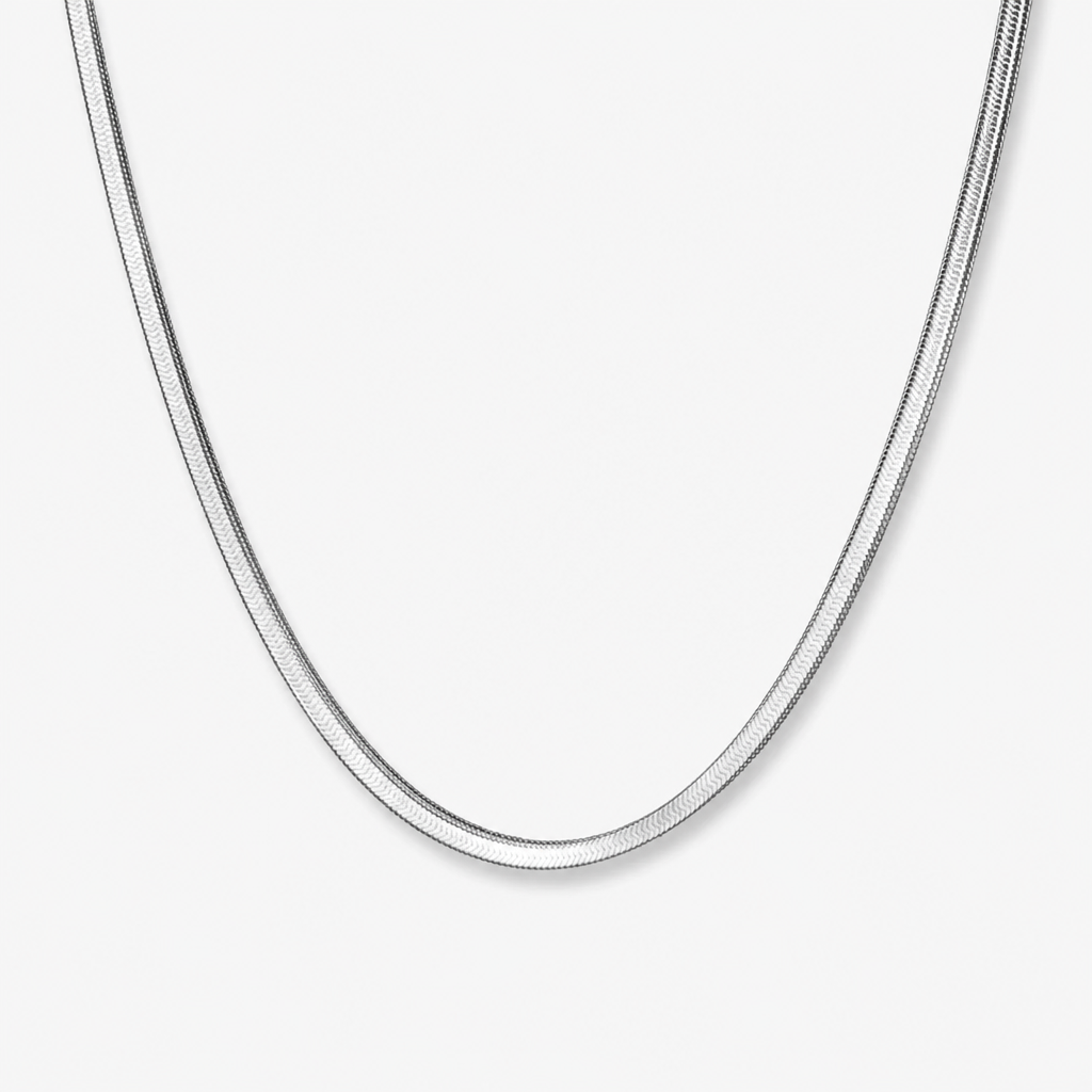 stainless steel flat snake chain necklace for men women 4mm flat herringbone chain sleek liquid blade snake bone link choker streetwear hip hop minimalist plain layering chain 50cm