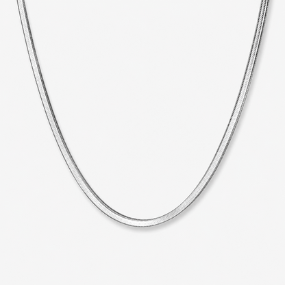 Stainless Steel Flat Snake Chain Necklace for Men Women 4mm Flat Herringbone Chain Sleek Liquid Blade Snake Bone Link Choker Streetwear Hip Hop Minimalist Plain Layering Chain 50cm