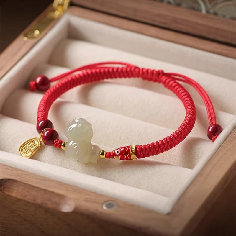 chinese zodiac horse jade red string bracelet – 2026 year of the horse hetian for women & men - star8s