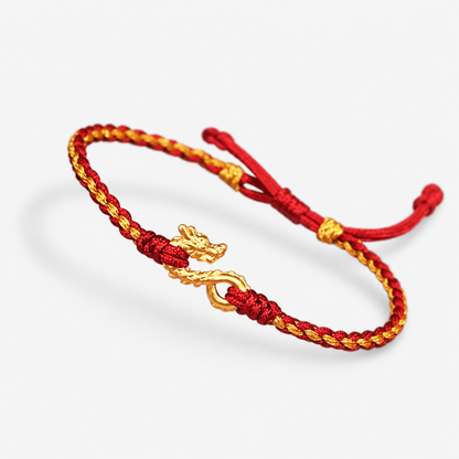 Drachenjahr Rote Schnur Armband – Handgemachtes Verstellbares Tierkreis-Armband mit Drachen-Anhänger für Glück – Pärchen Handseil – Symbol für Glück & Wohlstand – Perfektes Geschenk für Chinesisches Neujahr