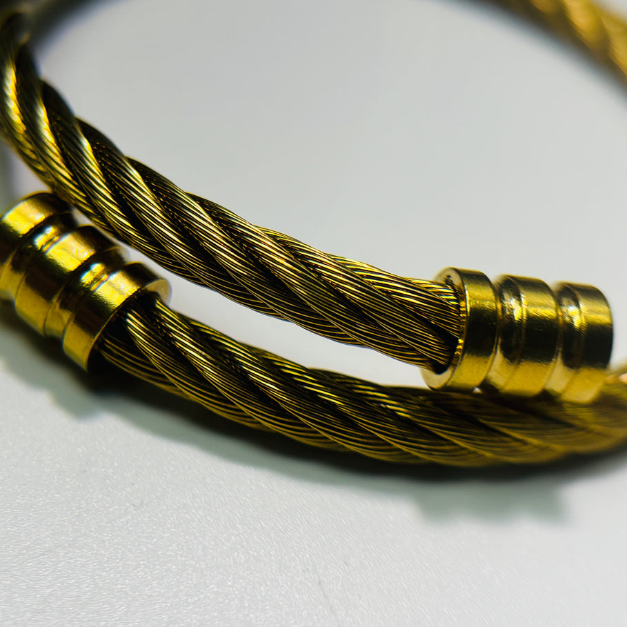 stainless steel twisted cable wire bangle for men cuff bracelet open flex bangle industrial mechanical thread screws minimalist hip hop punk biker jewelry gift