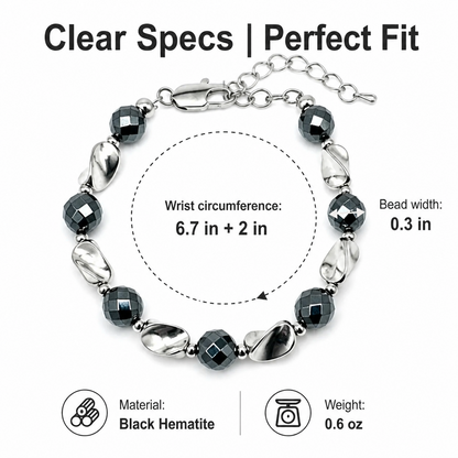 Natural Black Hematite Beaded Bracelet for Men Women Sleek Metallic Stone Round Bead Bracelet Fade Resistant Y2K Hip Hop Streetwear Wristband Minimalist Stacking Jewelry Gift