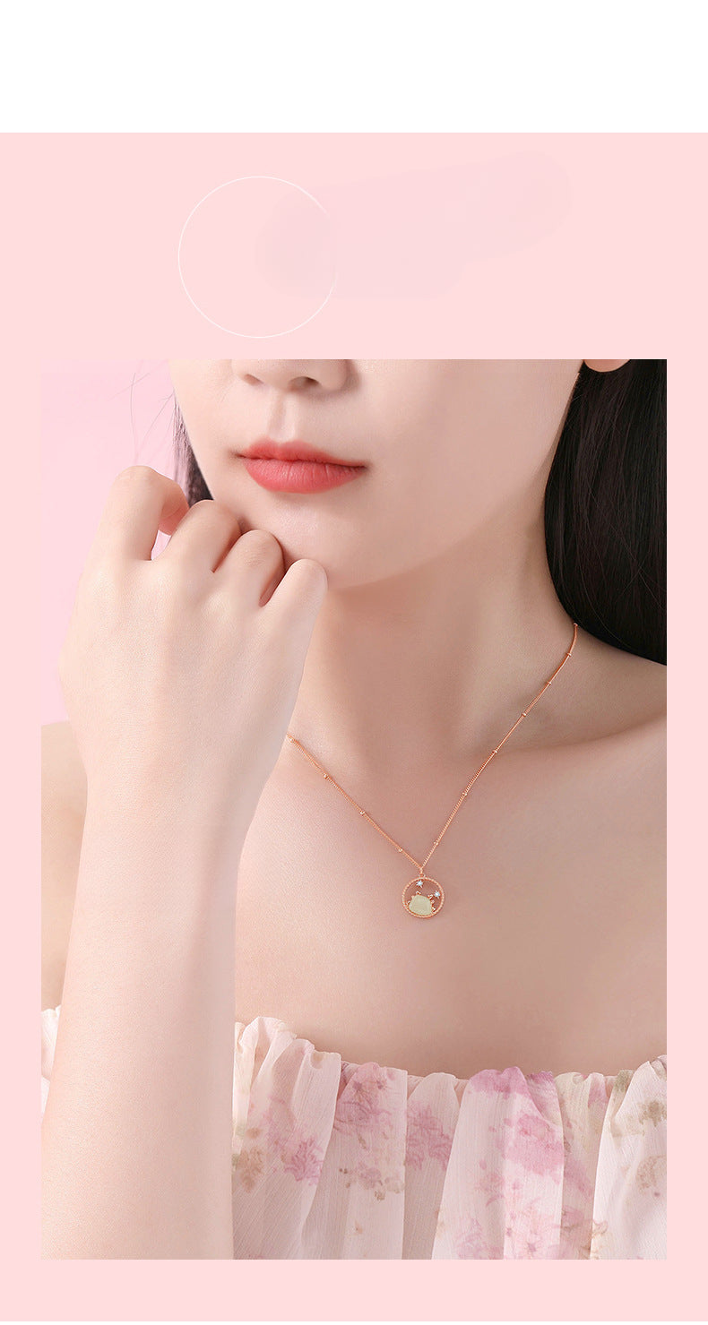 Real Jade Necklace - 925 Silver Gold Plated Dragon Hetian Pendant | STAR8S