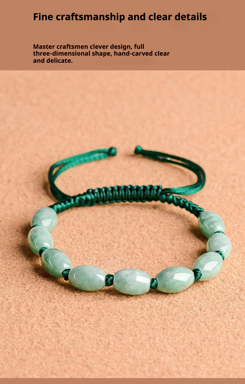 natural jade bracelet - handmade adjustable string bracelet for men & women, good luck bracelet