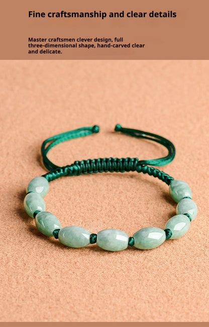 Natural Jade Bracelet - Handmade Adjustable String Bracelet for Men & Women, Good Luck Bracelet